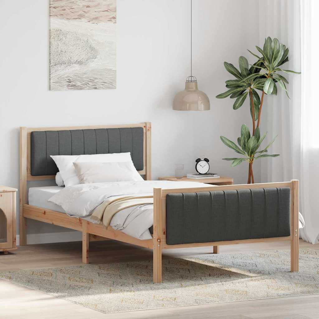 Cadre de lit avec tête de lit marron et gris foncé 100 x 200 cm - XIOS