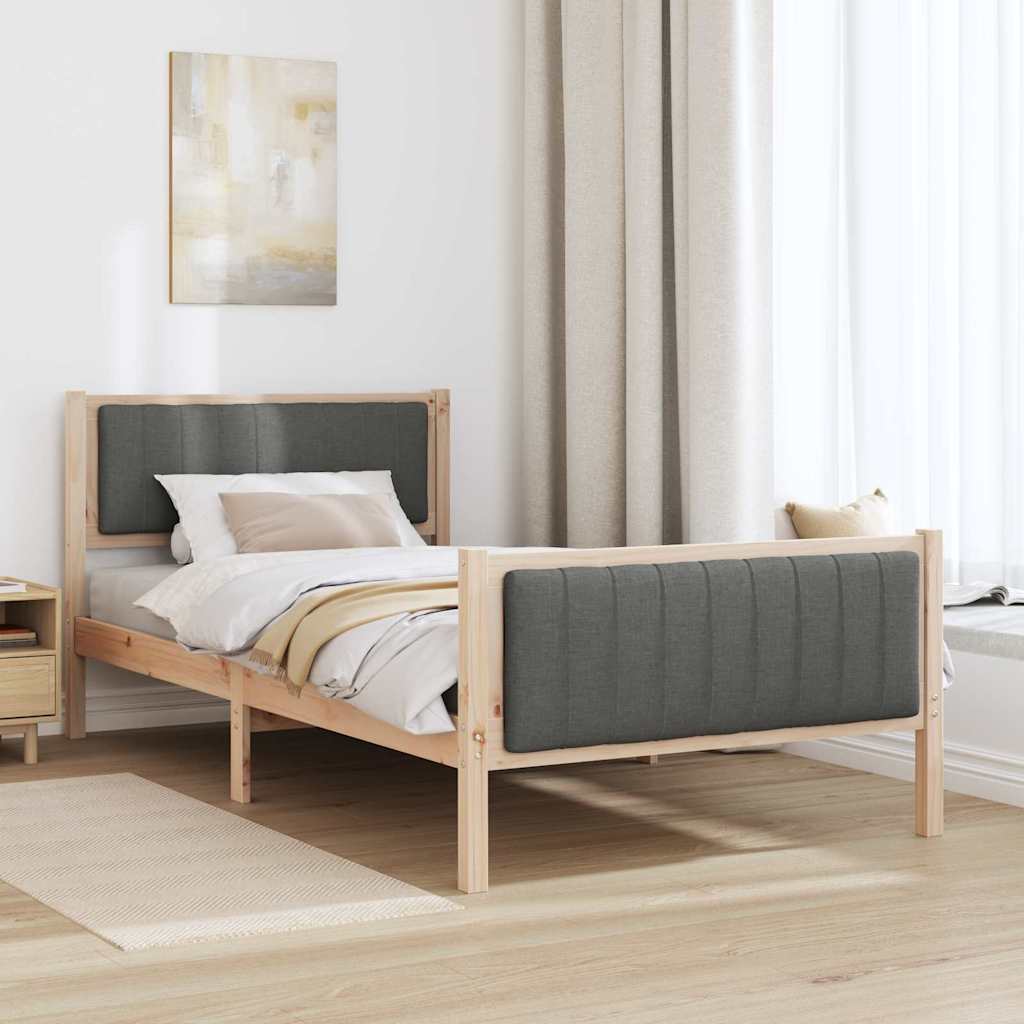 Cadre de lit avec tête de lit marron et gris foncé 100 x 200 cm - XIOS