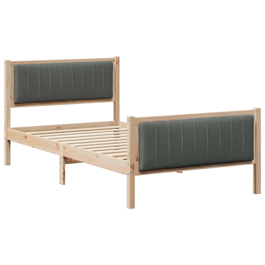 Cadre de lit avec tête de lit marron et gris foncé 100 x 200 cm - XIOS