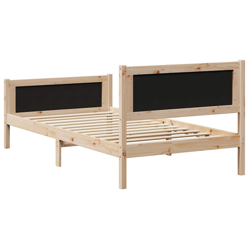 Cadre de lit avec tête de lit marron et gris foncé 100 x 200 cm - XIOS