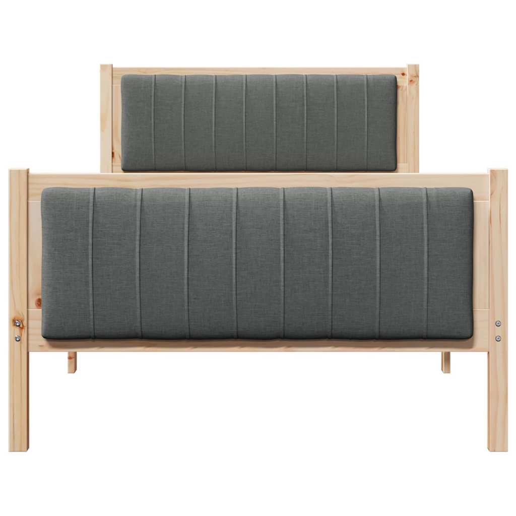 Cadre de lit avec tête de lit marron et gris foncé 100 x 200 cm - XIOS