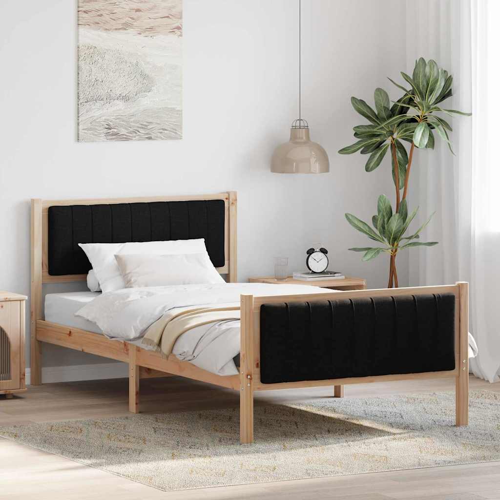 Cadre de lit Marron et noir 100 x 200 cm Bois massif en pin - XIOS