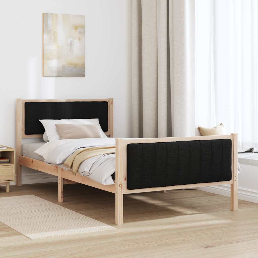Cadre de lit Marron et noir 100 x 200 cm Bois massif en pin - XIOS