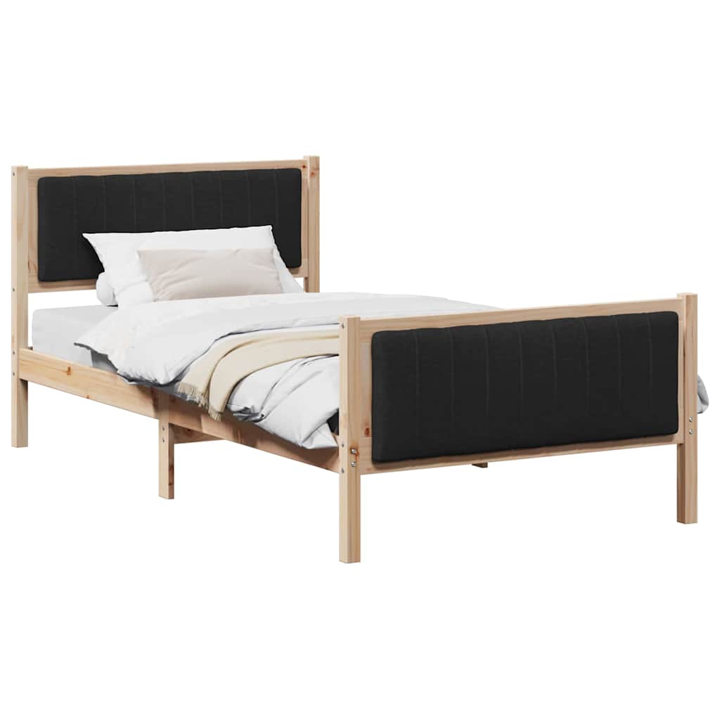 Cadre de lit Marron et noir 100 x 200 cm Bois massif en pin - XIOS