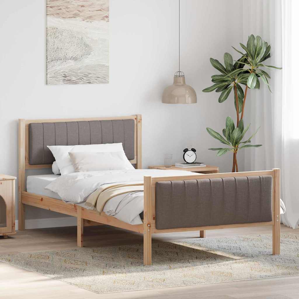 Cadre de lit Marron et taupe 100 x 200 cm Bois massif en pin - XIOS