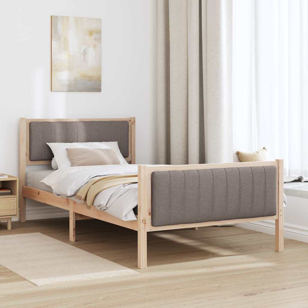 Cadre de lit Marron et taupe 100 x 200 cm Bois massif en pin - XIOS