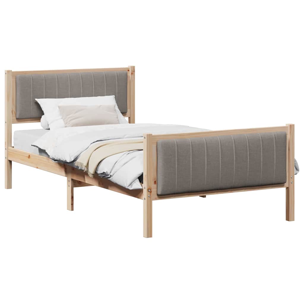 Cadre de lit Marron et taupe 100 x 200 cm Bois massif en pin - XIOS