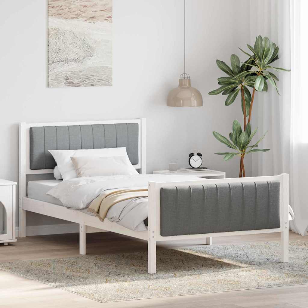 Cadre de lit avec tête de lit Blanc et gris clair 100 x 200 cm - XIOS