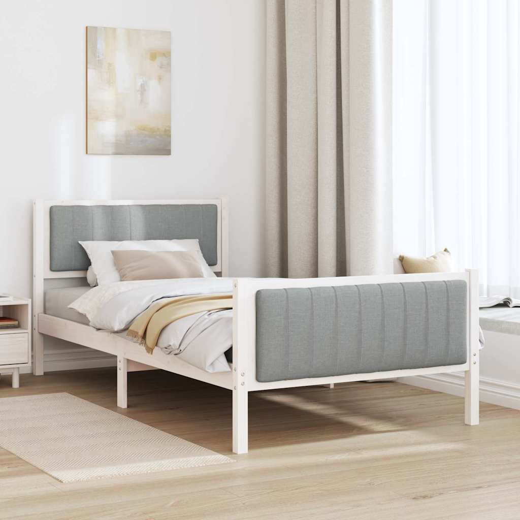 Cadre de lit avec tête de lit Blanc et gris clair 100 x 200 cm - XIOS