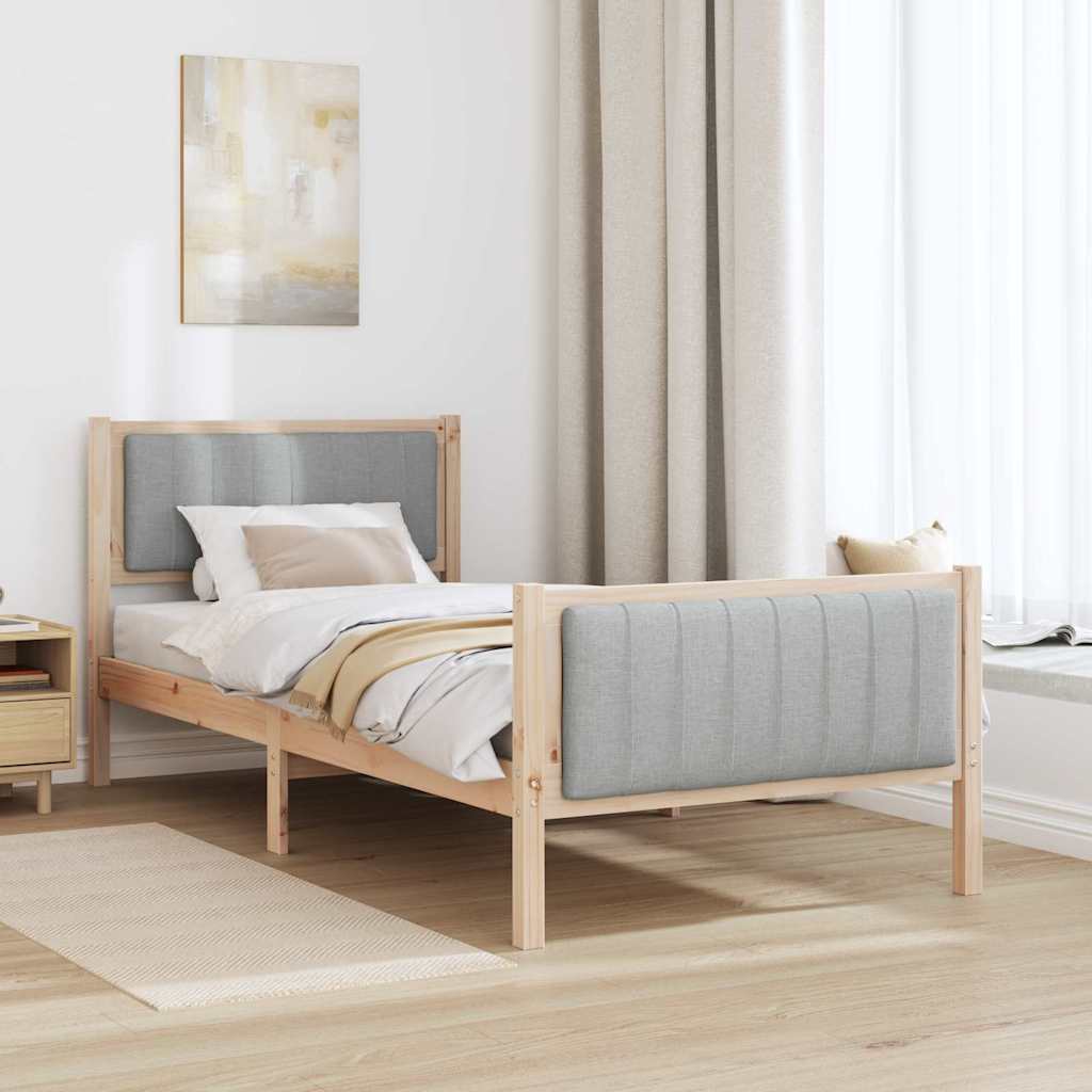 Cadre de lit avec tête de lit Marron et gris clair 90 x 200 cm - XIOS