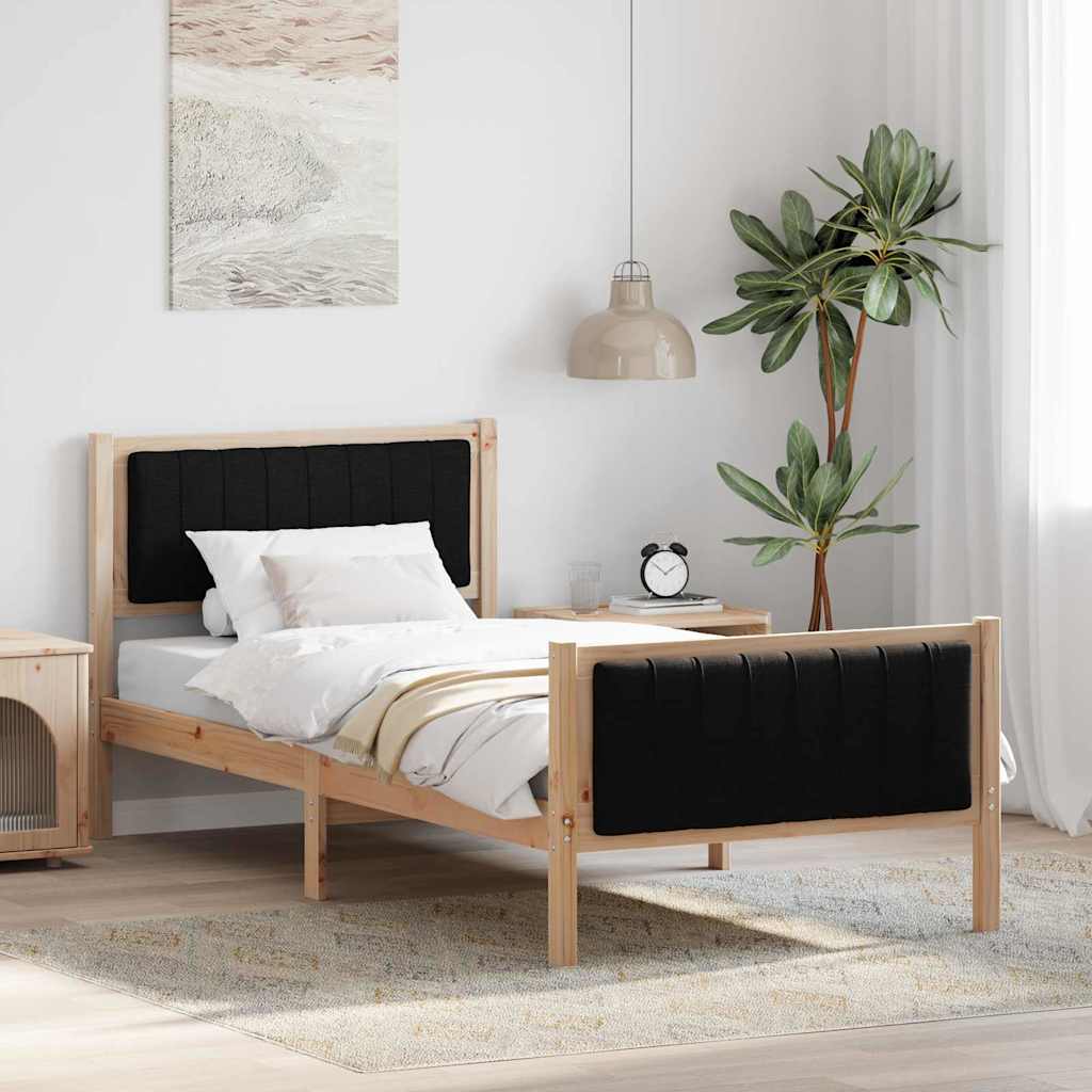 Cadre de lit Marron et noir 90 x 200 cm Bois massif en pin - XIOS