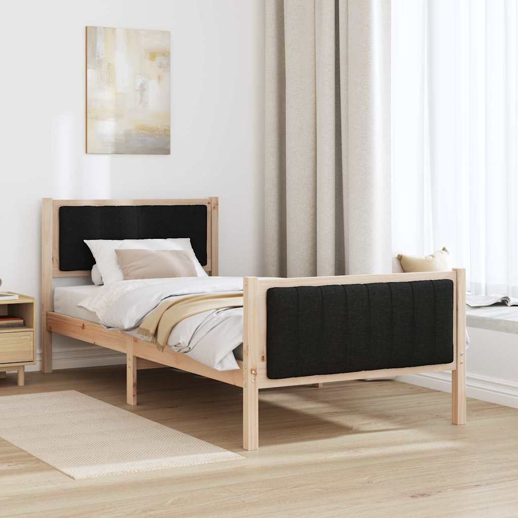 Cadre de lit Marron et noir 90 x 200 cm Bois massif en pin - XIOS