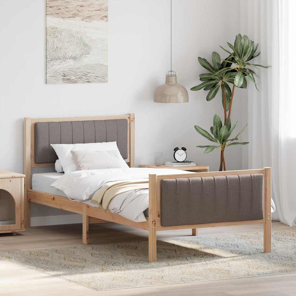 Cadre de lit Marron et taupe 90 x 200 cm Bois massif en pin - XIOS