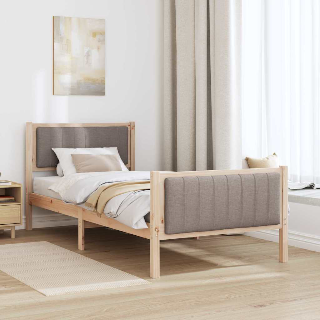 Cadre de lit Marron et taupe 90 x 200 cm Bois massif en pin - XIOS