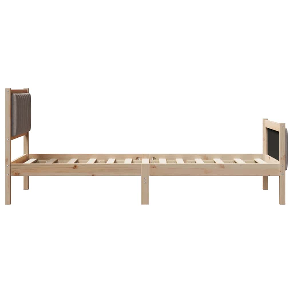 Cadre de lit Marron et taupe 90 x 200 cm Bois massif en pin - XIOS