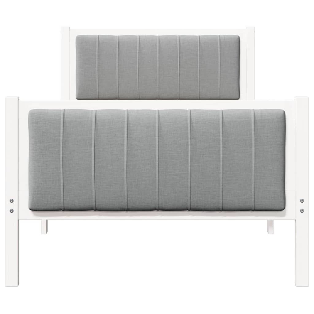 Cadre de lit Blanc et gris clair 90 x 200 cm Bois massif en pin - XIOS
