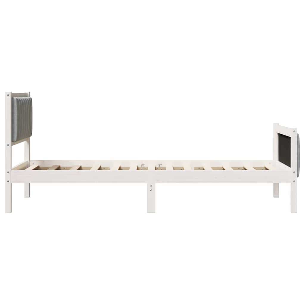 Cadre de lit Blanc et gris clair 90 x 200 cm Bois massif en pin - XIOS