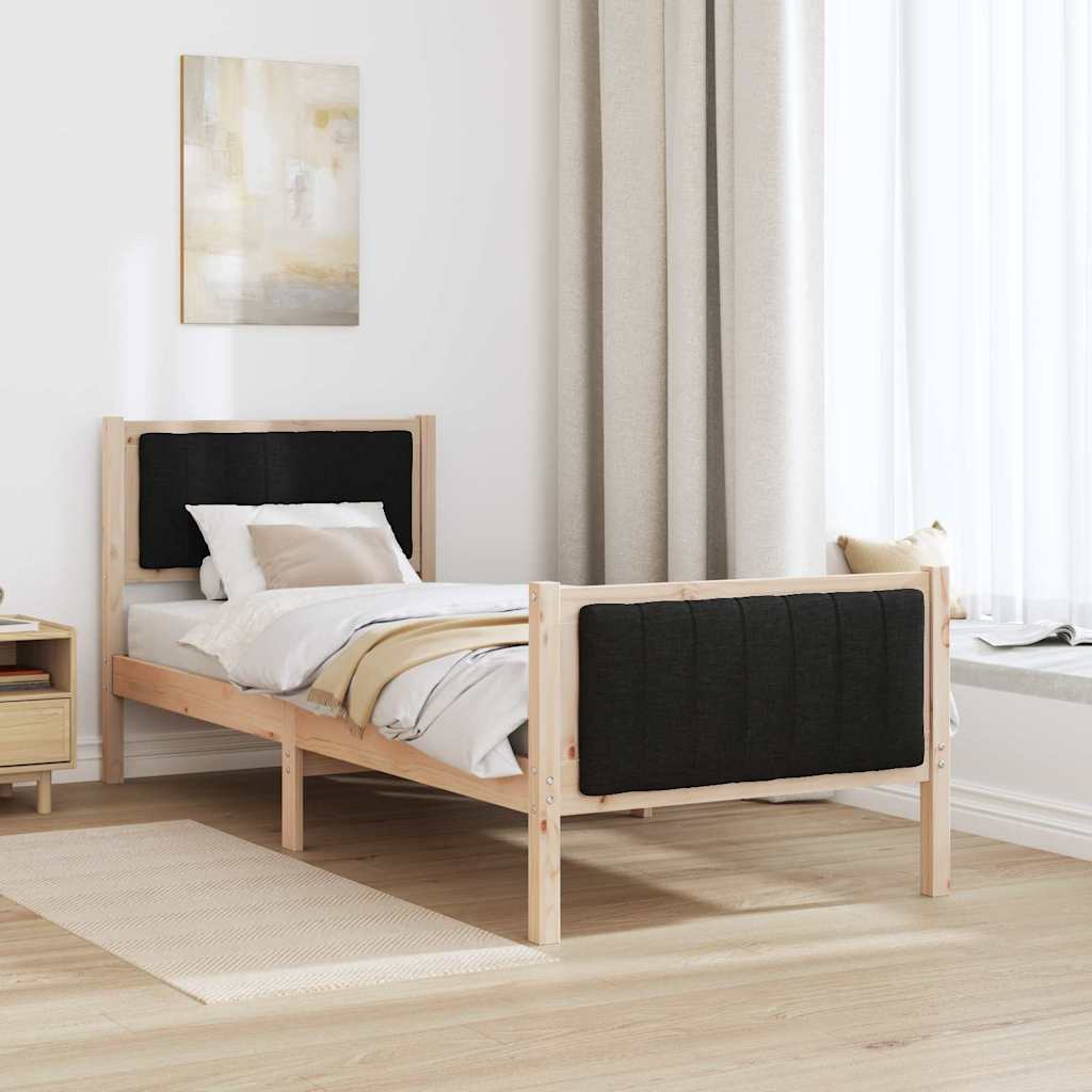 Cadre de lit Marron et noir 80 x 200 cm Bois massif en pin - XIOS
