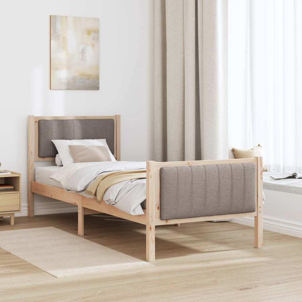 Cadre de lit Marron et taupe 80 x 200 cm Bois massif en pin - XIOS