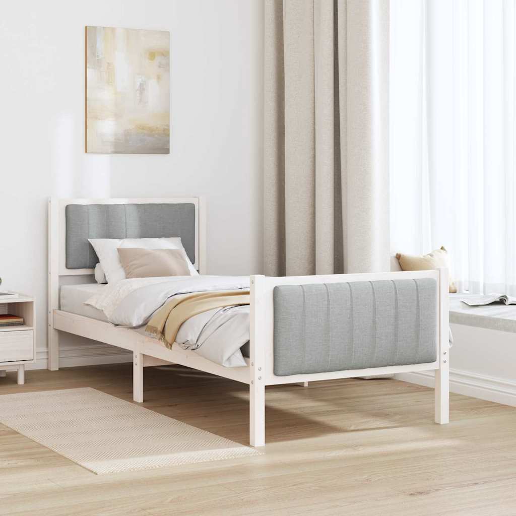Cadre de lit Blanc et gris clair 80 x 200 cm Bois massif en pin - XIOS