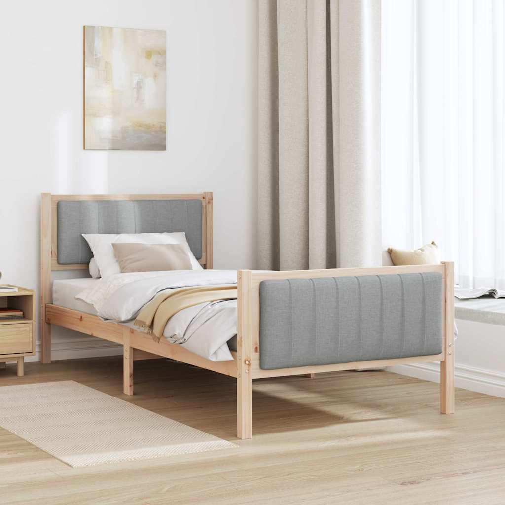 Cadre de lit avec tête de lit Marron et gris clair 90 x 190 cm - XIOS