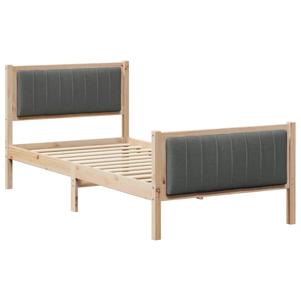 Cadre de lit avec tête de lit marron et gris foncé 90 x 190 cm - XIOS