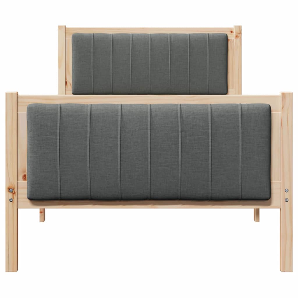 Cadre de lit avec tête de lit marron et gris foncé 90 x 190 cm - XIOS