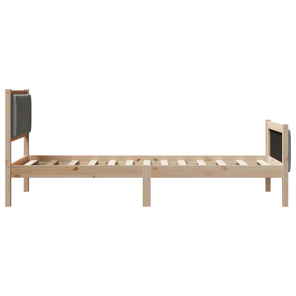 Cadre de lit avec tête de lit marron et gris foncé 90 x 190 cm - XIOS