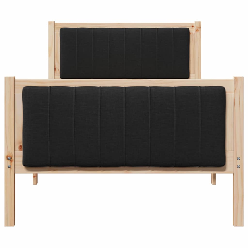 Cadre de lit Marron et noir 90 x 190 cm Bois massif en pin - XIOS