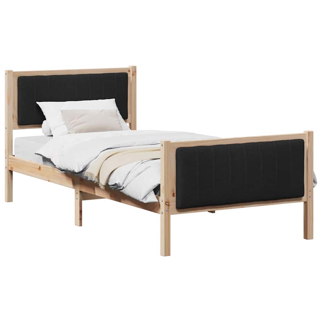 Cadre de lit Marron et noir 90 x 190 cm Bois massif en pin - XIOS