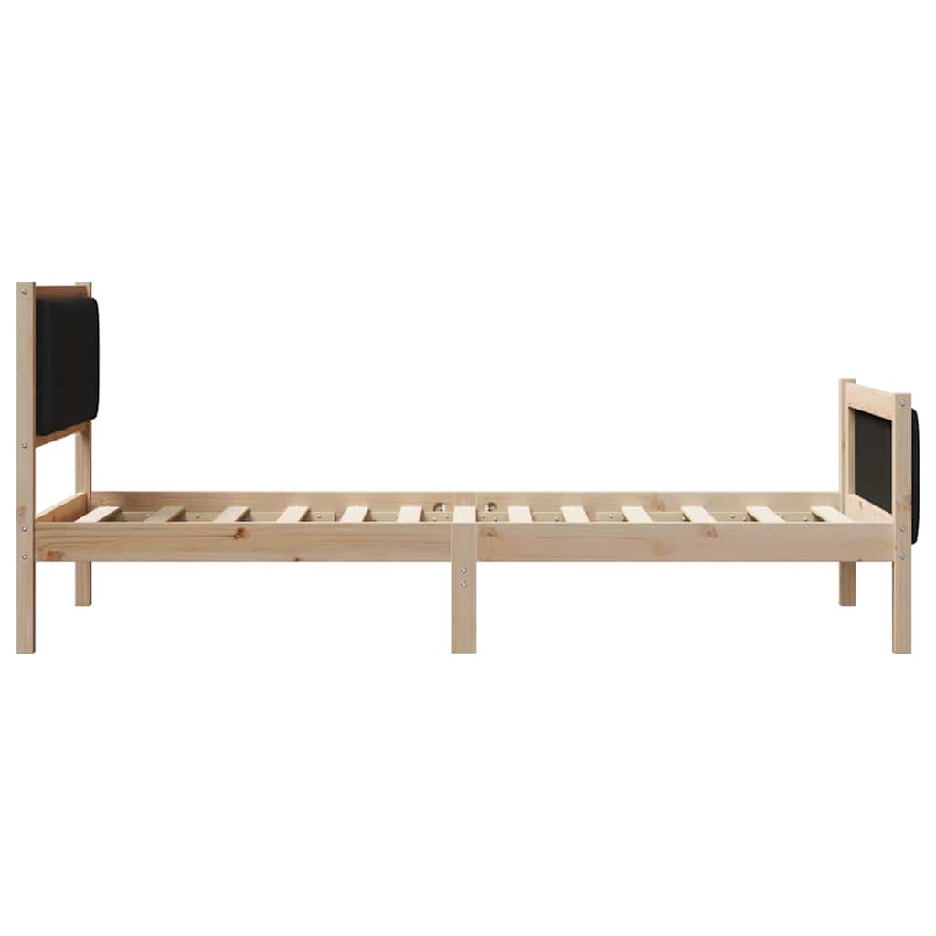 Cadre de lit Marron et noir 90 x 190 cm Bois massif en pin - XIOS