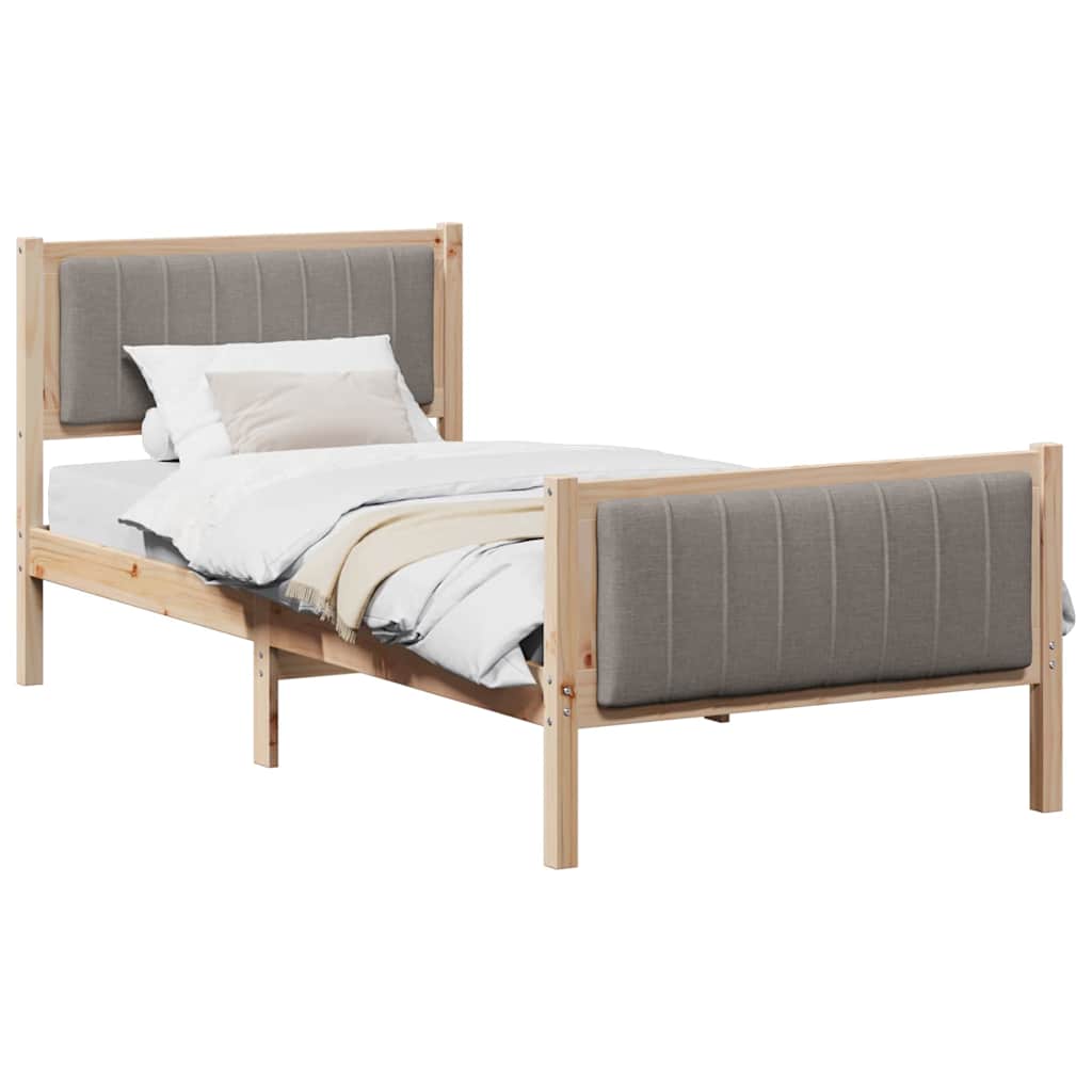 Cadre de lit Marron et taupe 90 x 190 cm Bois massif en pin - XIOS