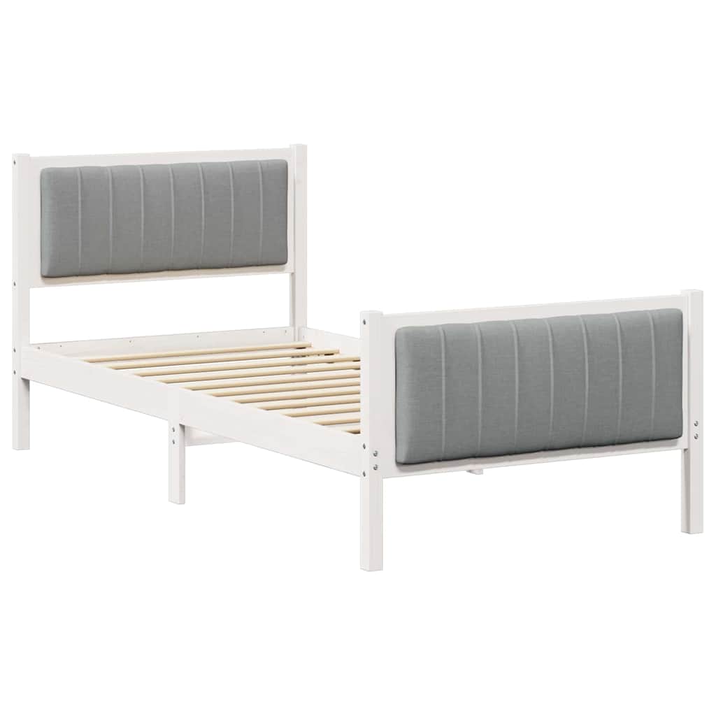 Cadre de lit Blanc et gris clair 90 x 190 cm Bois massif en pin - XIOS