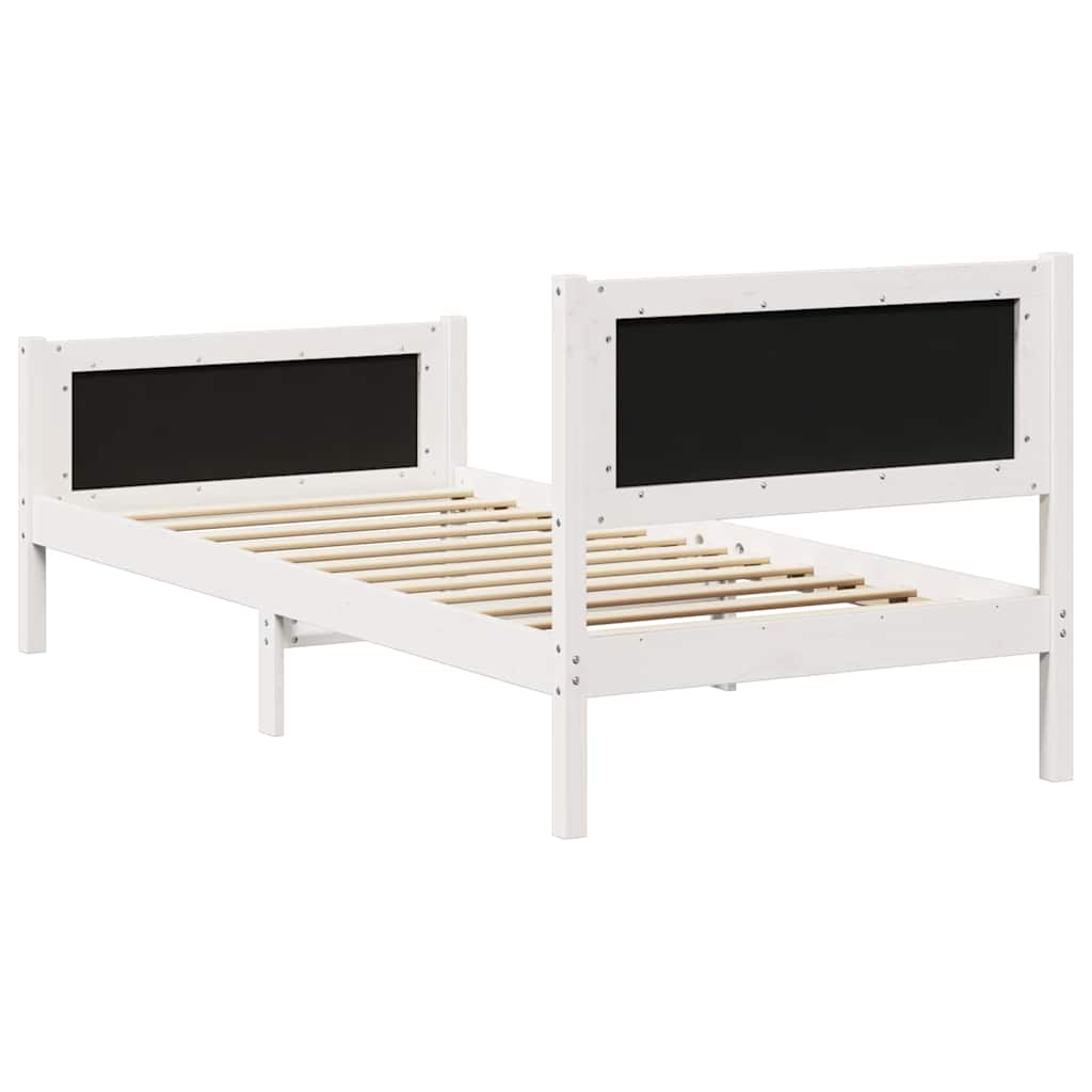 Cadre de lit Blanc et gris clair 90 x 190 cm Bois massif en pin - XIOS