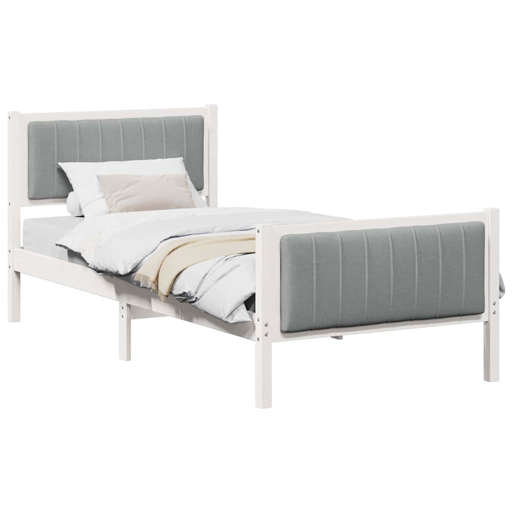 Cadre de lit Blanc et gris clair 90 x 190 cm Bois massif en pin - XIOS