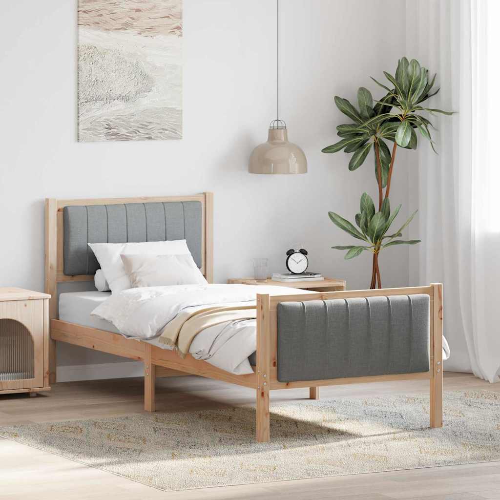Cadre de lit avec tête de lit Marron et gris clair 75 x 190 cm - XIOS