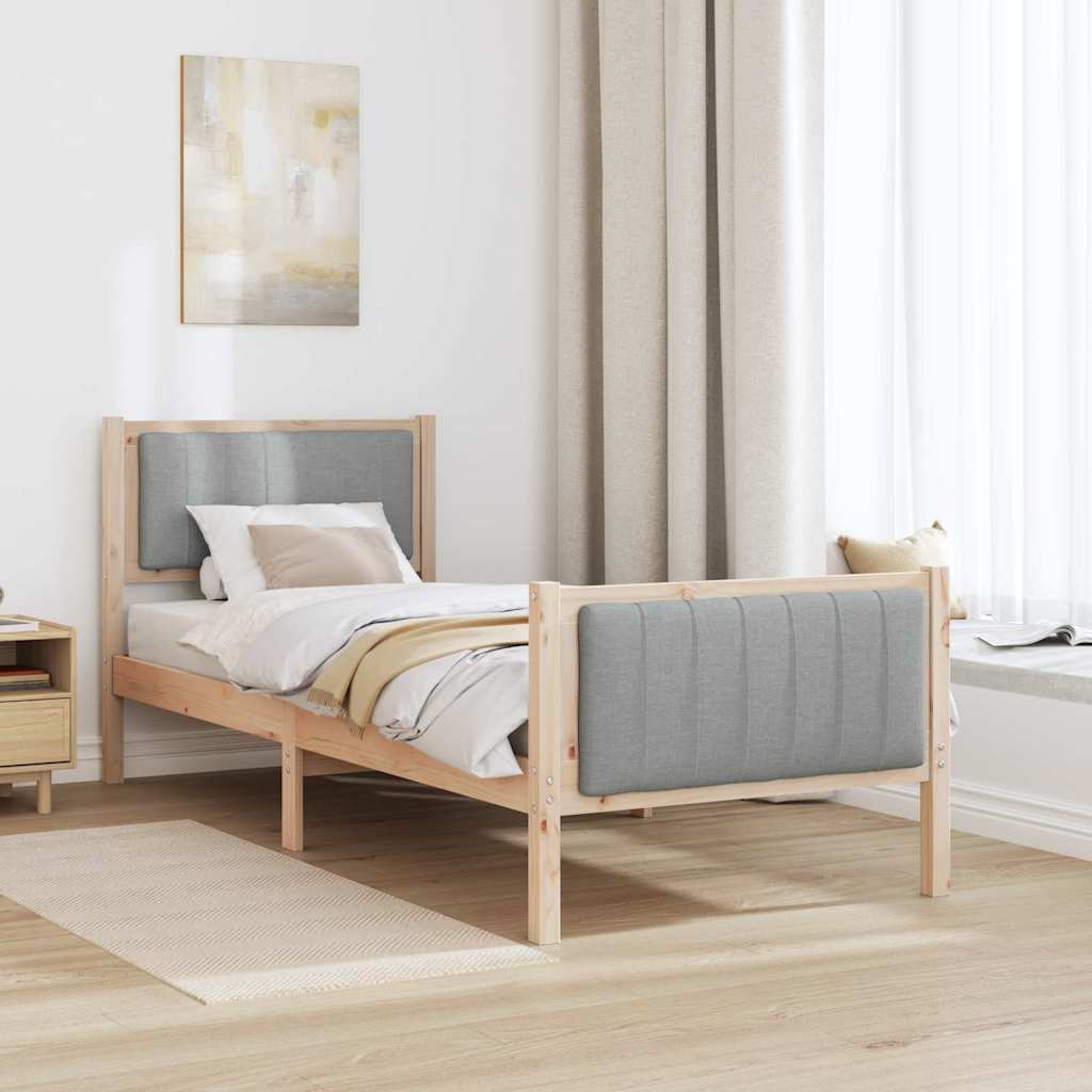 Cadre de lit avec tête de lit Marron et gris clair 75 x 190 cm - XIOS