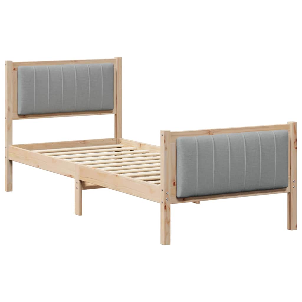 Cadre de lit avec tête de lit Marron et gris clair 75 x 190 cm - XIOS