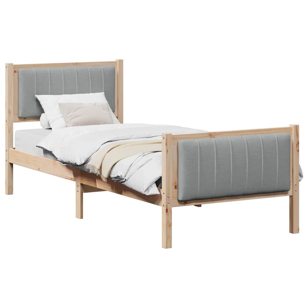 Cadre de lit avec tête de lit Marron et gris clair 75 x 190 cm - XIOS