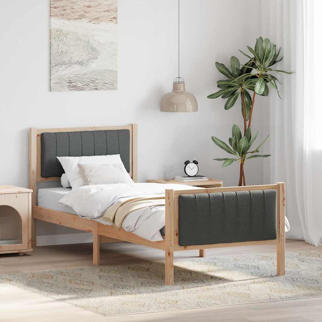 Cadre de lit avec tête de lit marron et gris foncé 75 x 190 cm - XIOS