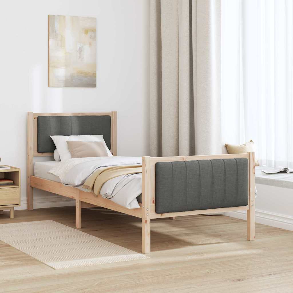 Cadre de lit avec tête de lit marron et gris foncé 75 x 190 cm - XIOS