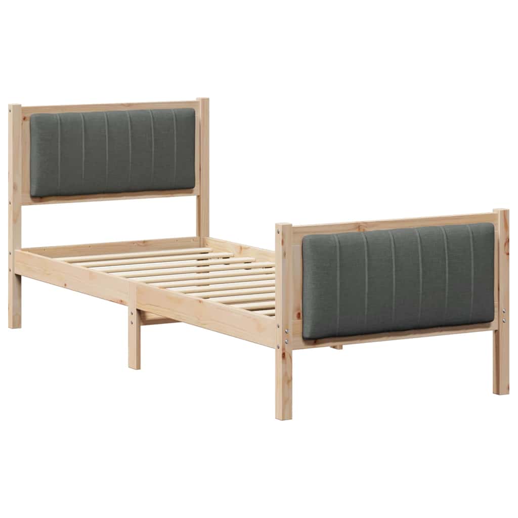 Cadre de lit avec tête de lit marron et gris foncé 75 x 190 cm - XIOS