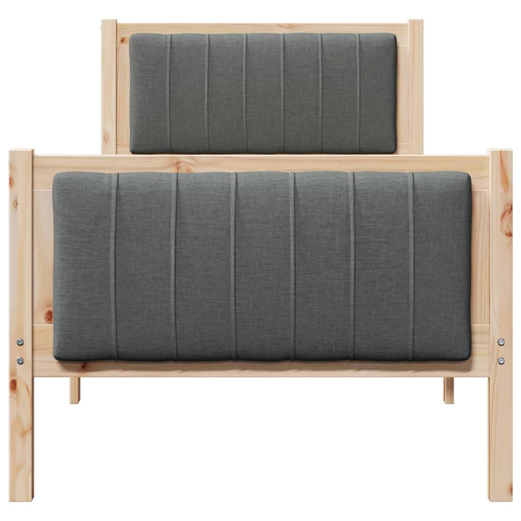 Cadre de lit avec tête de lit marron et gris foncé 75 x 190 cm - XIOS