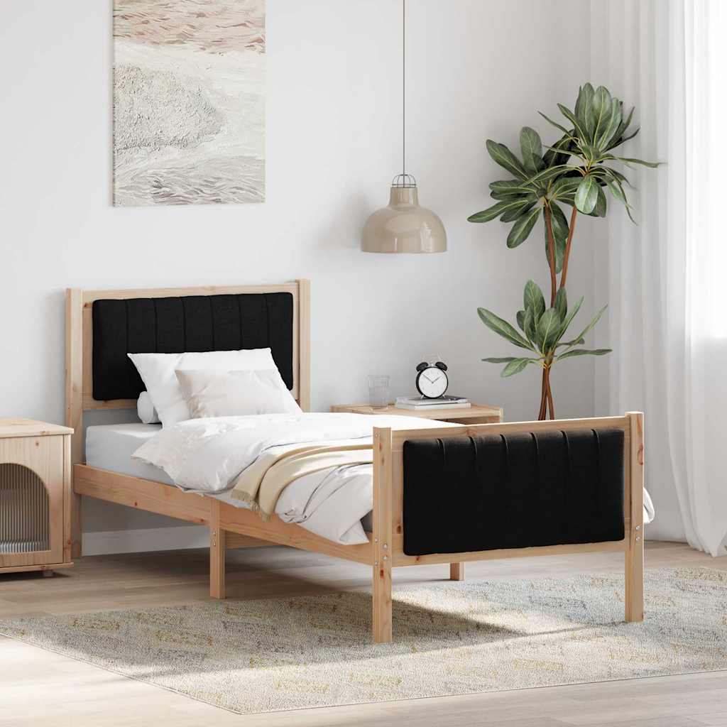 Cadre de lit Marron et noir 75 x 190 cm Bois massif en pin - XIOS