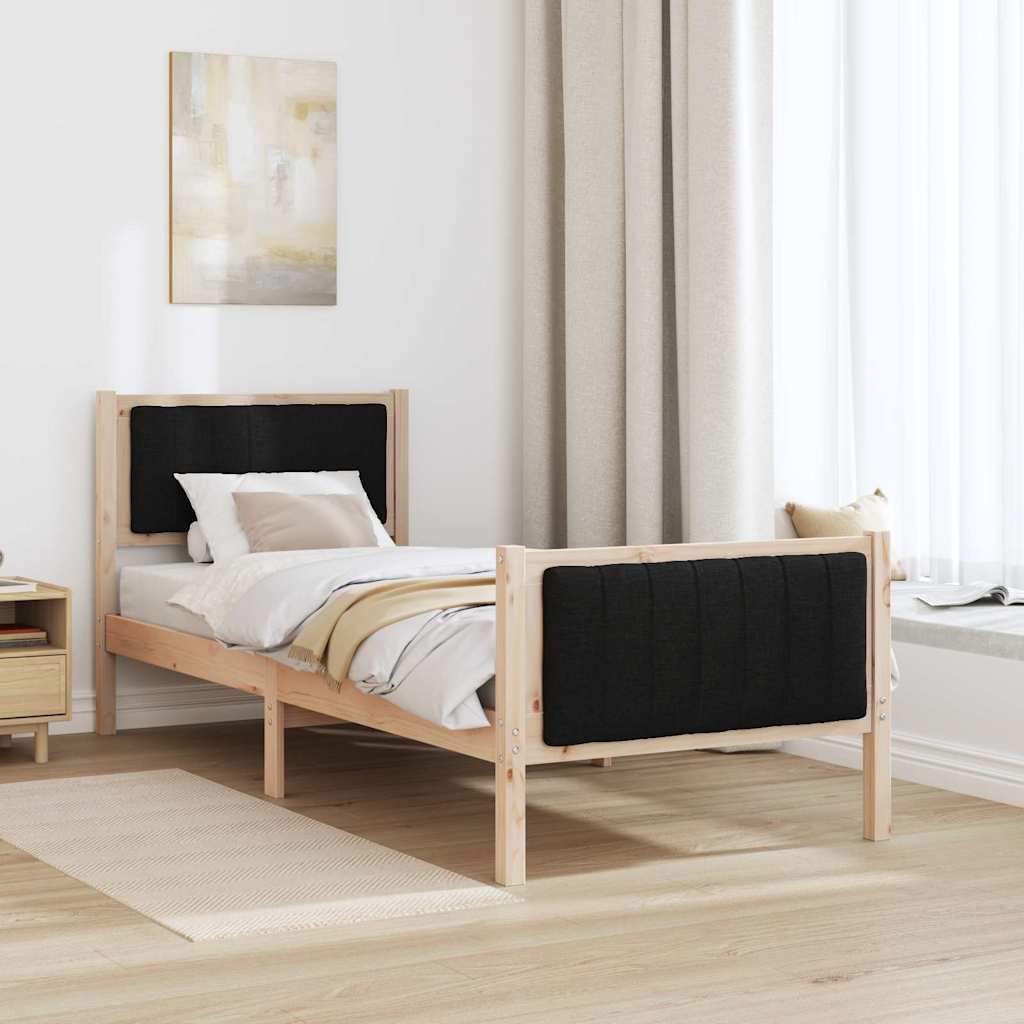 Cadre de lit Marron et noir 75 x 190 cm Bois massif en pin - XIOS