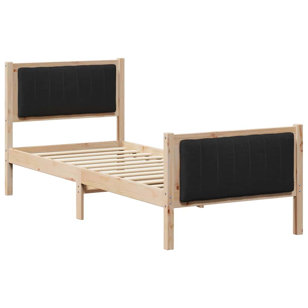 Cadre de lit Marron et noir 75 x 190 cm Bois massif en pin - XIOS