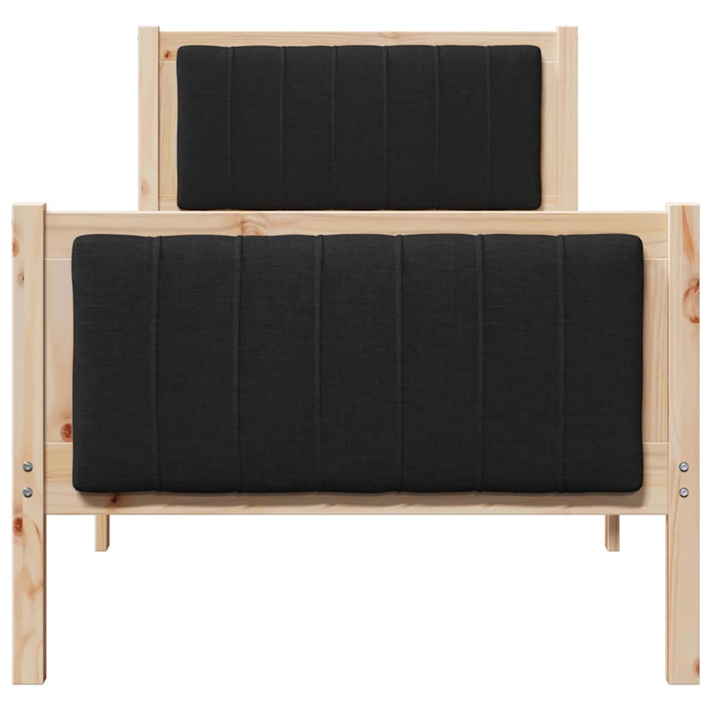 Cadre de lit Marron et noir 75 x 190 cm Bois massif en pin - XIOS