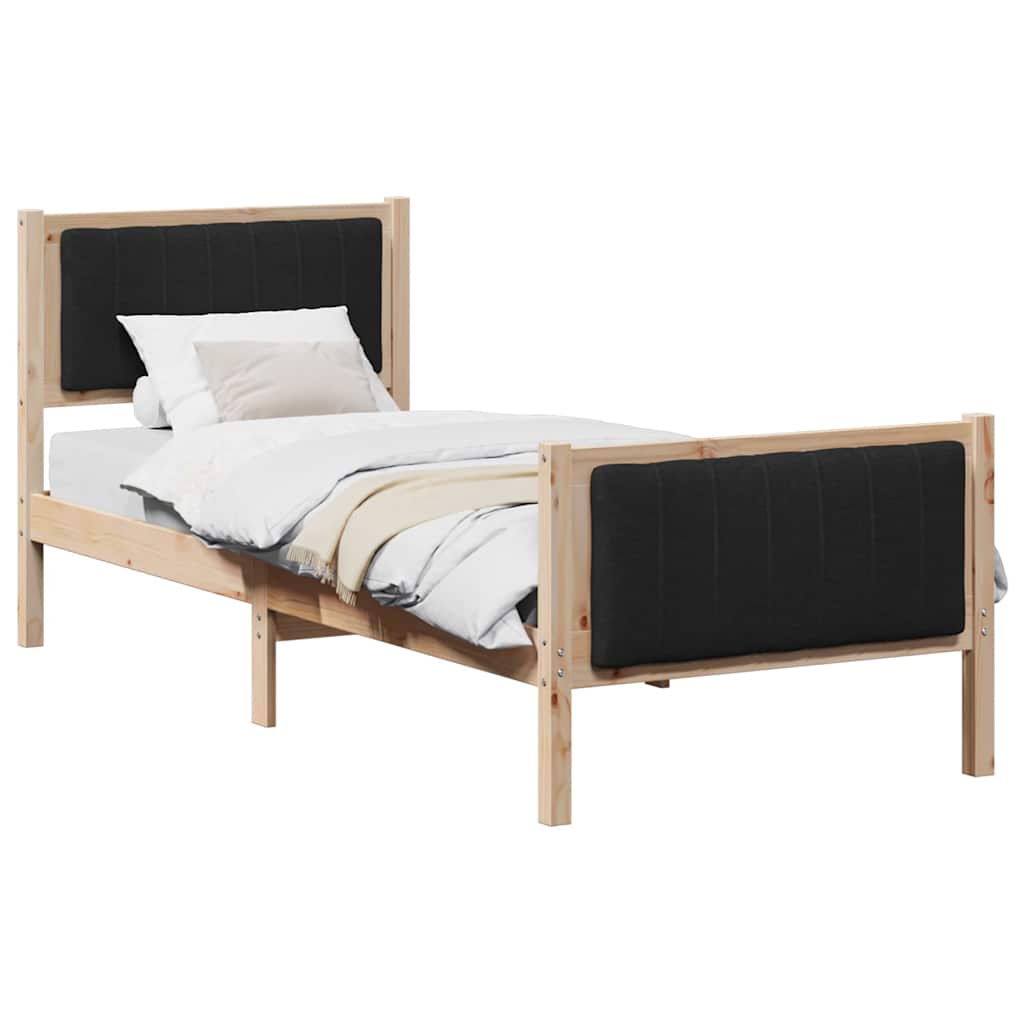 Cadre de lit Marron et noir 75 x 190 cm Bois massif en pin - XIOS