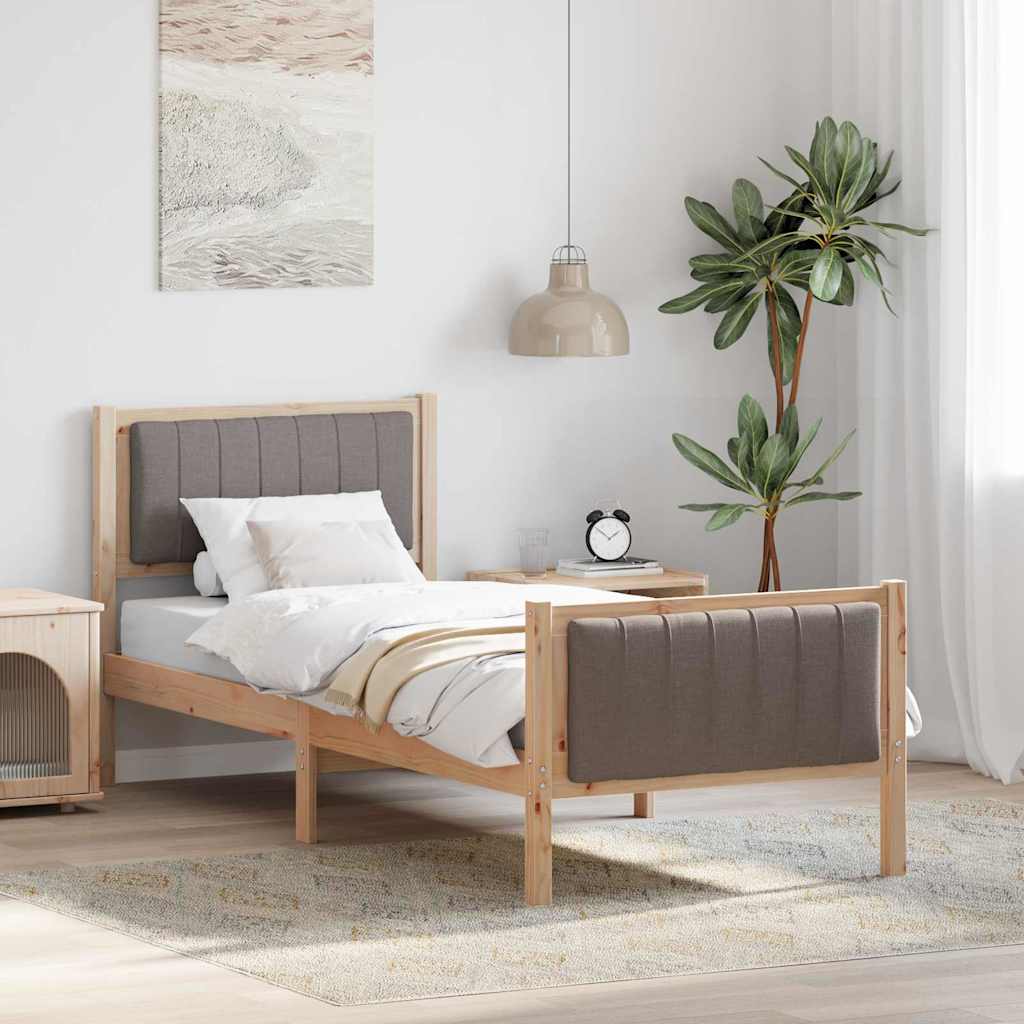 Cadre de lit Marron et taupe 75 x 190 cm Bois massif en pin - XIOS