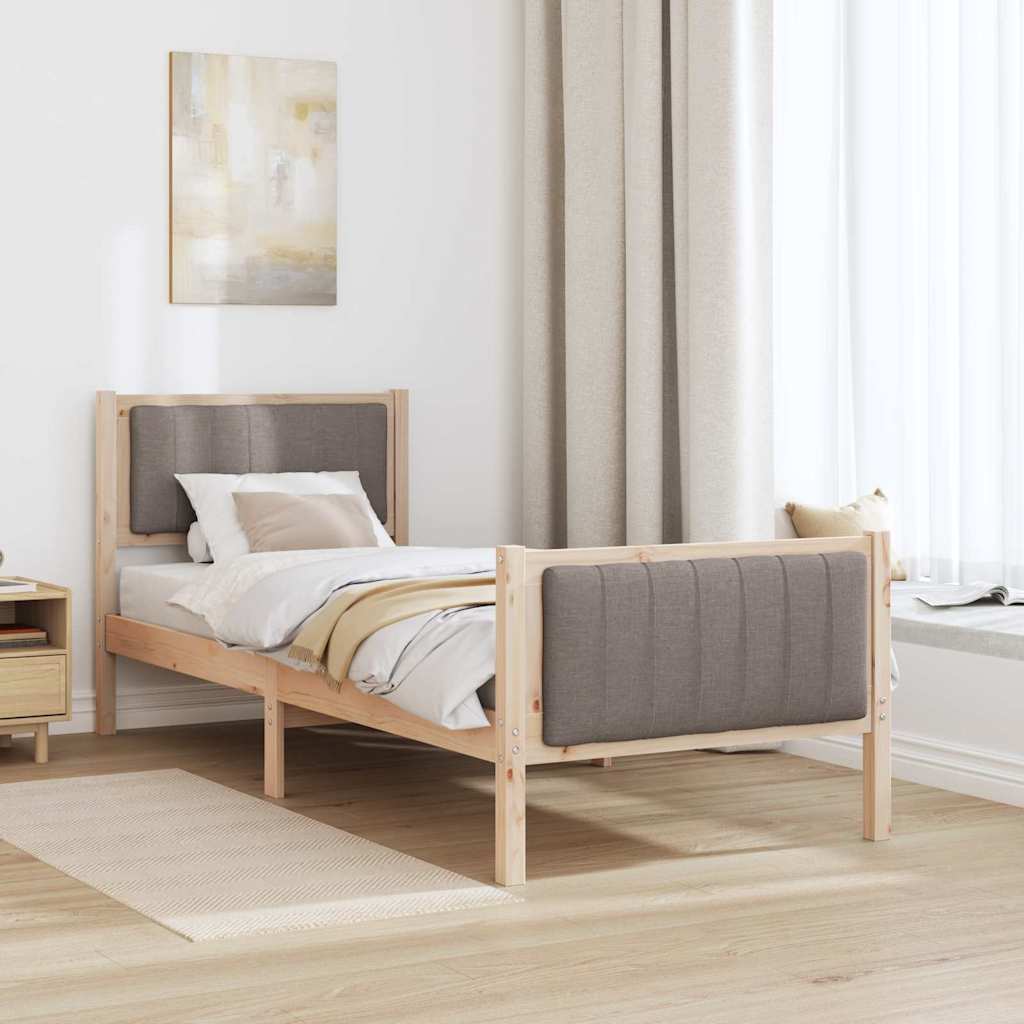 Cadre de lit Marron et taupe 75 x 190 cm Bois massif en pin - XIOS
